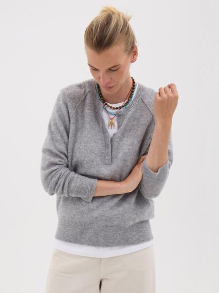 HUSH Farah Cashmere Round Neck Jumper, Light Grey Marl, Light Grey Marl