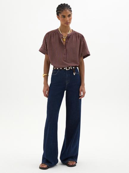 HUSH Debbie Blouse Shirt containing LENZING™ ECOVERO™ Viscose, Burgundy/Red - view 2, Burgundy/Red