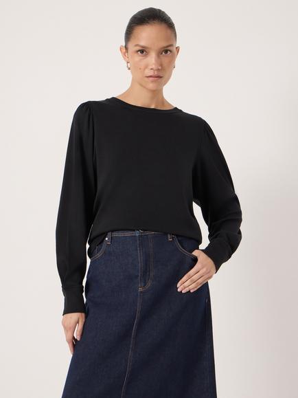 HUSH Emily Puff Top, Black, Black