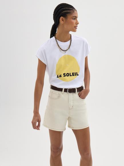 HUSH Le Soleil Tank Cotton Print T-Shirt, White, White