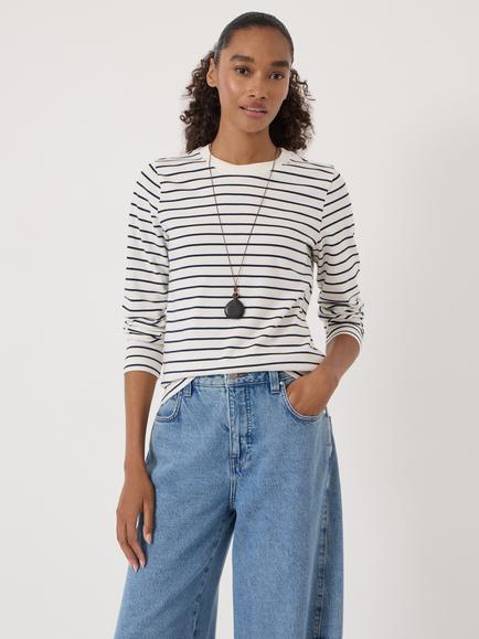 HUSH Mia Striped Long Sleeve Top, Navy