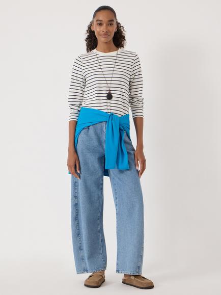 HUSH Mia Striped Long Sleeve Top - view 2, Navy
