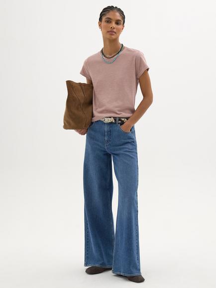 HUSH Slim Fit Cotton Round Neck T-Shirt, Rosewood Pink - view 2, Rosewood Pink