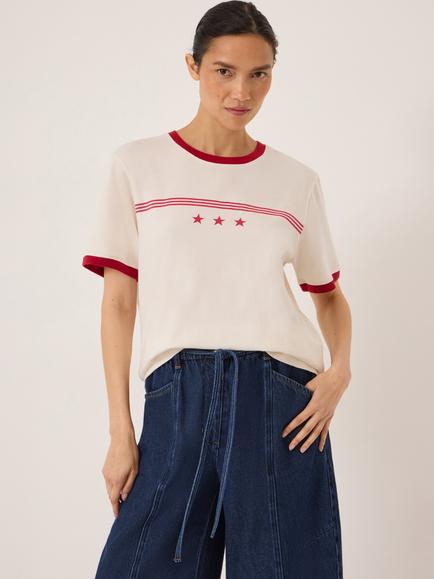 HUSH Star Ringer Slim T-Shirt, Off White, Off White