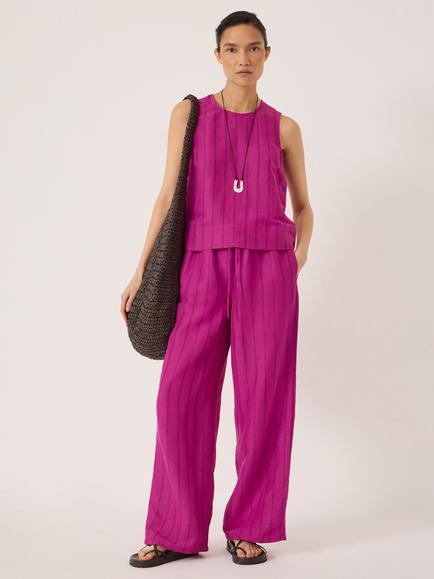 HUSH Vera Stripe Linen Blend Shell Top, Orchid Pink - view 2, Orchid Pink