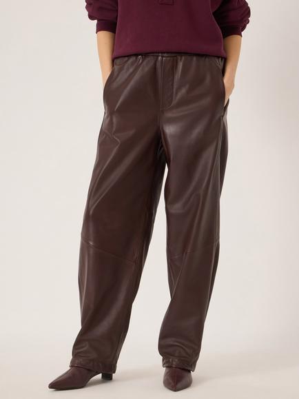 HUSH Calista Barrel Wool Blend Trousers, Wine Red, Wine Red