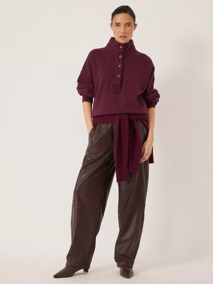 HUSH Calista Barrel Wool Blend Trousers, Wine Red - view 2, Wine Red