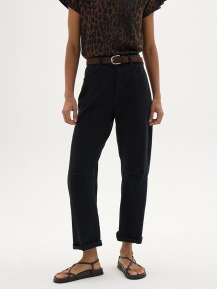HUSH Cordi Cotton Rich Barrel Trousers, Dark Charcoal, Dark Charcoal