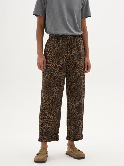 HUSH Jack Print Animal Barrel Trousers, Brown, Brown