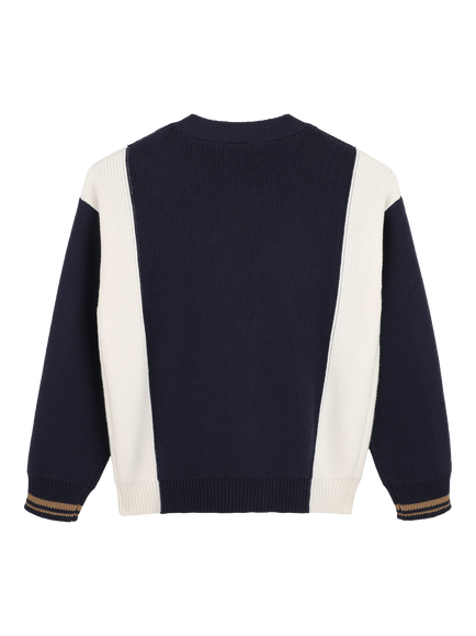 BOSS Kids' Cotton Knit Cardigan, Navy - view 2, Navy