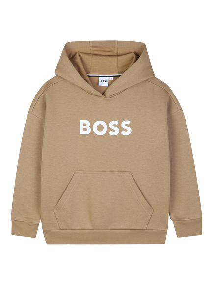 BOSS Kids' BOSS Logo Hooded Sweatshirt, Cookie