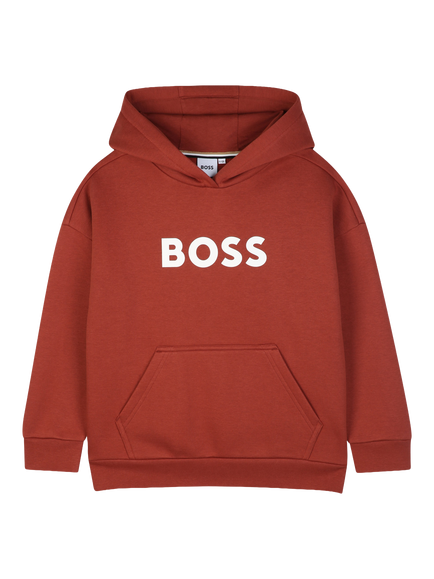 BOSS Kids' BOSS Logo Hooded Sweatshirt, Crimson