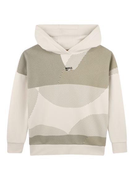 BOSS Kids' Graphic Logo Hoodie, Ivory, Ivory