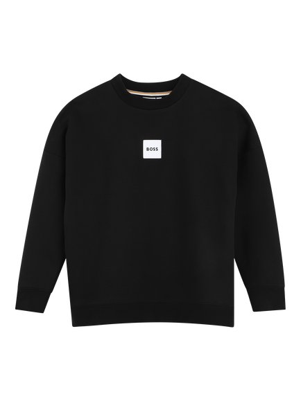 BOSS Kids' Fleece Crew Neck Sweatshirt, Black