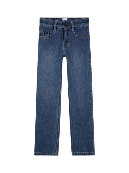 HUGO BOSS Kids' Regular Five Pocket Denim Jeans, Blue, Blue