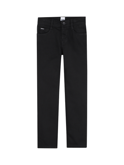 HUGO BOSS Kids' Slim Five Pocket Denim Jeans, Black, Black