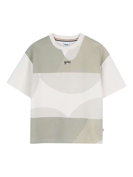 BOSS Kids' Oversized Graphic Print T-Shirt, Ivory