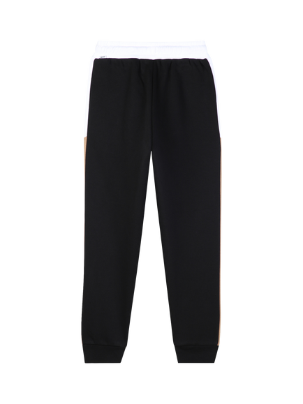 BOSS Kids' Fleece Colour Block Jogging Bottoms - view 2, Black