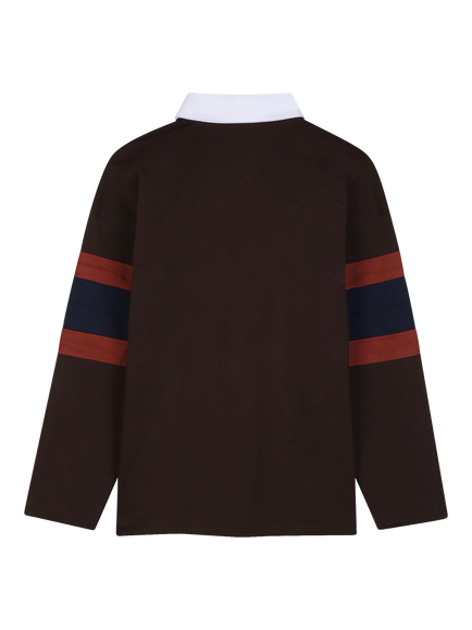 BOSS Kids' Long Sleeve Jersey Polo Shirt, Brown - view 2, Brown