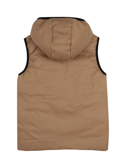 BOSS Kids' Reversible Sleeveless Hooded Puffer Jacket - view 2, Cookie