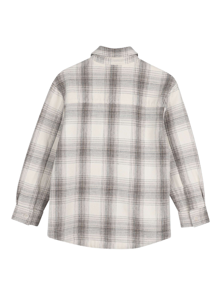 BOSS Kids' Twill Check Long Sleeve Shirt, Ivory - view 2, Ivory