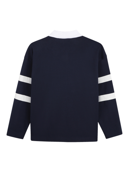 BOSS Kids' Cotton Long Sleeve Polo Shirt, Navy - view 2, Navy