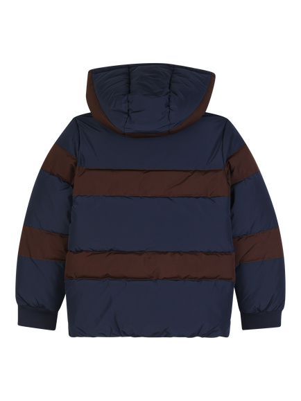 BOSS Kids' Colour Block Hooded Puffer Jacket, Navy - view 2, Navy