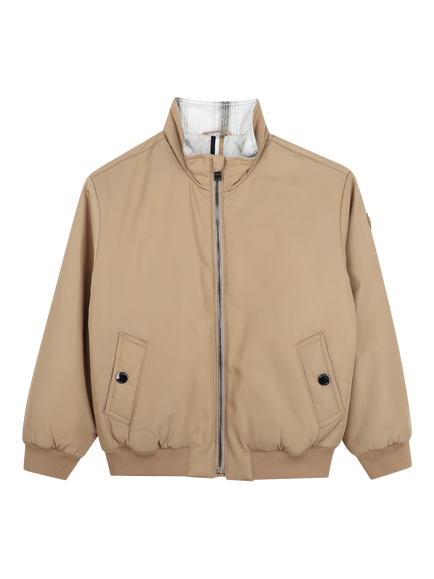 BOSS Kids' Twill Zip Front Jacket, Cookie, Cookie