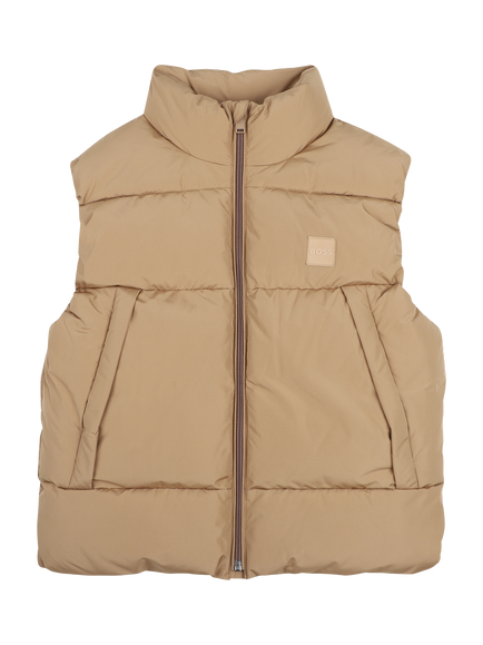 BOSS Kids' Sleeveless Puffer Gilet, Cookie, Cookie