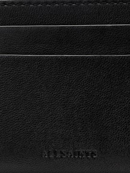 AllSaints Clymer Leather Cardholder, Black - view 2, Black