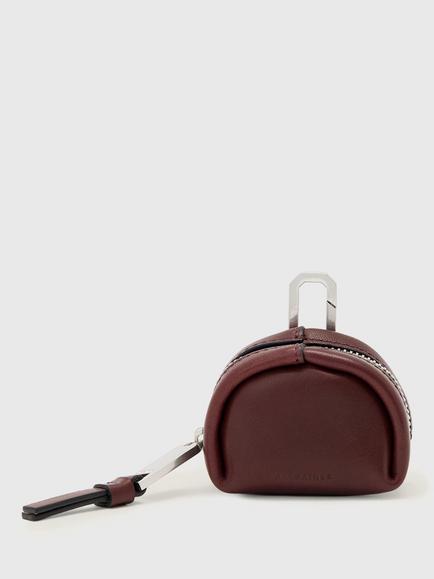 AllSaints Rosalie Leather Airpod 1 Mini Case, Black, Burgundy