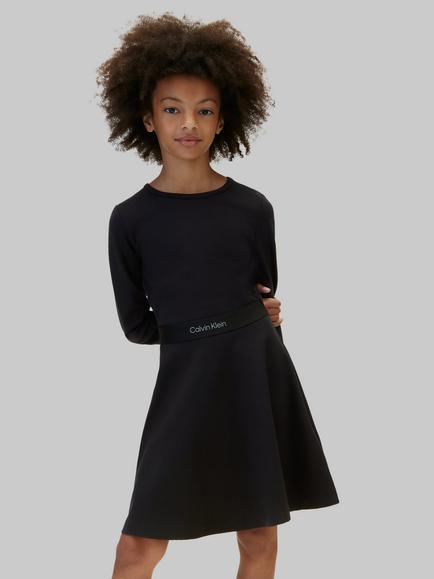 Calvin Klein Kids' Long Sleeve Fit and Flare Dress, Black - view 2, Black