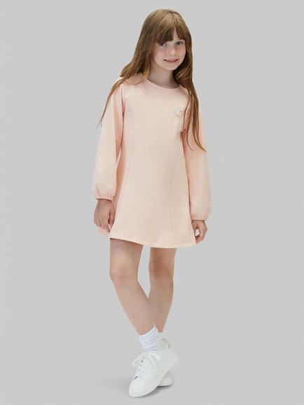 Calvin Klein Kids' Long Sleeve Seamed A-Line Mini Dress, Coral, Coral