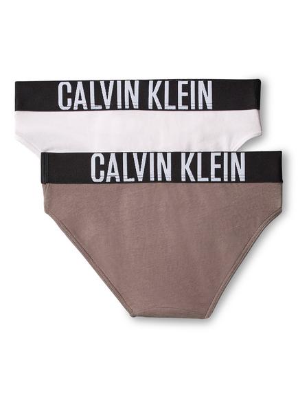 Calvin Klein Kids' Cotton Blend Bikini Briefs, Pack of 2, Iron / Orchid Ice - view 2, Beige/Mocca