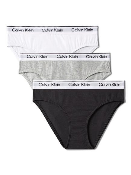 Calvin Klein Kids' Cotton Blend Bikini Briefs, Pack of 3, Light Grey/Multi, Light Grey/Multi