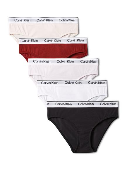 Calvin Klein Kids' Cotton Blend Bikini Briefs, Pack of 5, Red/Multi, Red/Multi