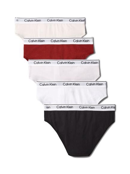Calvin Klein Kids' Cotton Blend Bikini Briefs, Pack of 5, Red/Multi - view 2, Red/Multi