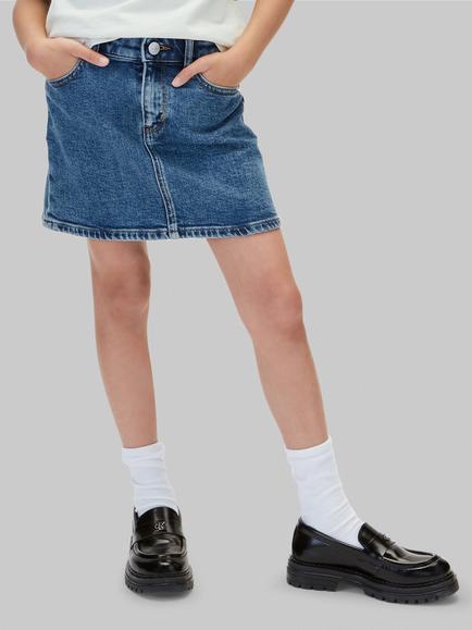 Calvin Klein Kids' Hero Denim Skirt, Mid Blue - view 2, Mid Blue