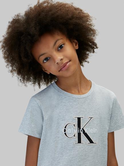 Calvin Klein Kids' CK T-Shirt, Marl Grey - view 2, Marl Grey