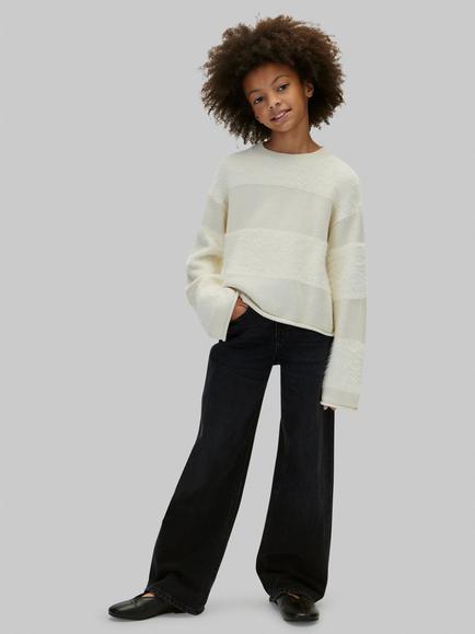 Calvin Klein Kids' High Waisted Wide Leg Jeans, Black, Black