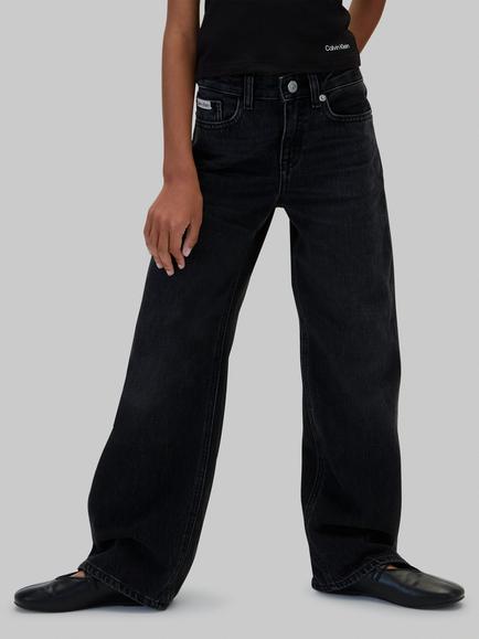 Calvin Klein Kids' High Waisted Wide Leg Jeans, Black - view 2, Black