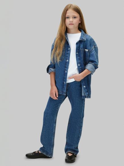Calvin Klein Kids' Mid Rise Straight Leg Jeans, Mid Blue, Mid Blue