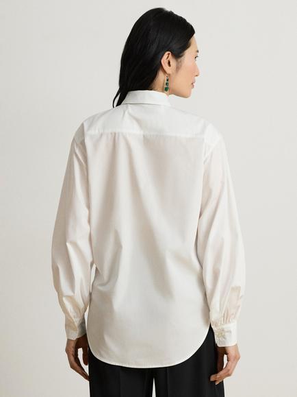 Lauren Ralph Lauren Bow Tie Ruffle Cotton Blouse, White - view 2, White