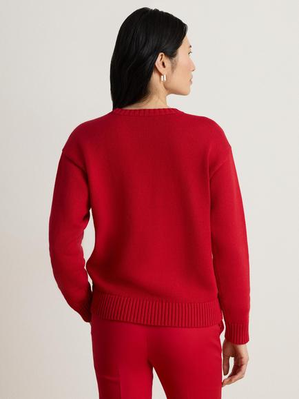 Lauren Ralph Lauren Dog Motif Cotton Knit Jumper, Ralph Red/Multi - view 2, Ralph Red Multi