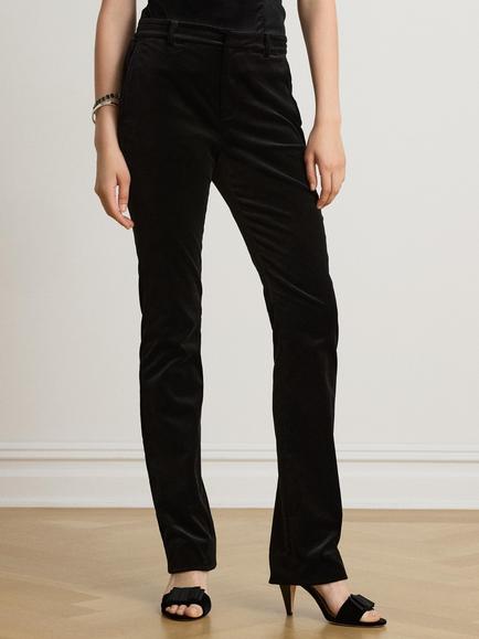 Lauren Ralph Lauren Tailored Straight Leg Velvet Trousers, Black, Black Velvet