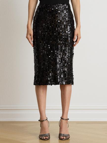 Lauren Ralph Lauren Sequin Midi Pencil Skirt, Black
