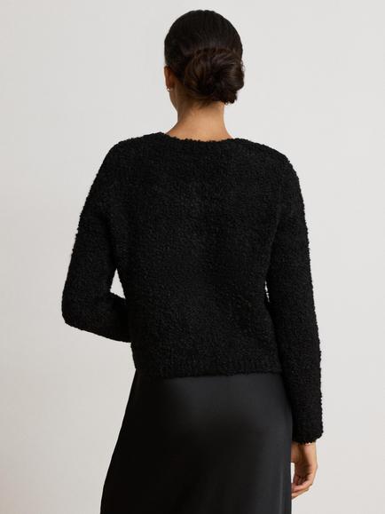 Lauren Ralph Lauren Textured Crew Neck Cardigan, Black - view 2, Black
