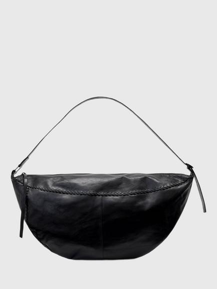 AllSaints Esme Leather Whipstitch Shoulder Bag, Black, Black