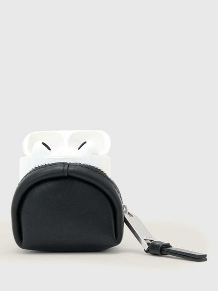 AllSaints Rosalie Leather Airpod 1 Mini Case, Black - view 2, Black