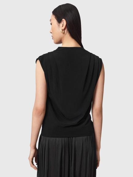 AllSaints Emerson High Neck T-Shirt, Black - view 2, Black